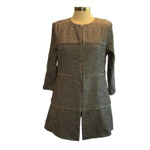 CAbi blouse heavy knit 3 button elbow length sleeves pockets shoulder pads Sz SM